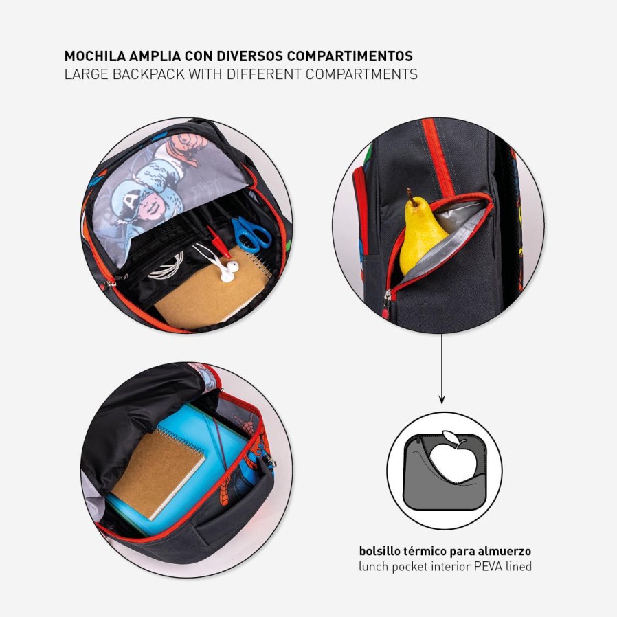 Cerdá Mochila Escolar Mediana 42 Cm Avengers Hot